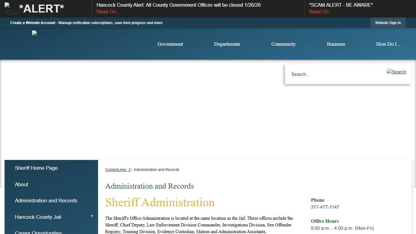Administration and Records Hancock County, IN
